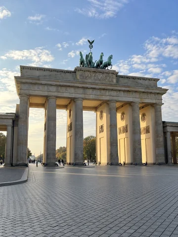 The Brandenburg Gate in the sunshine.