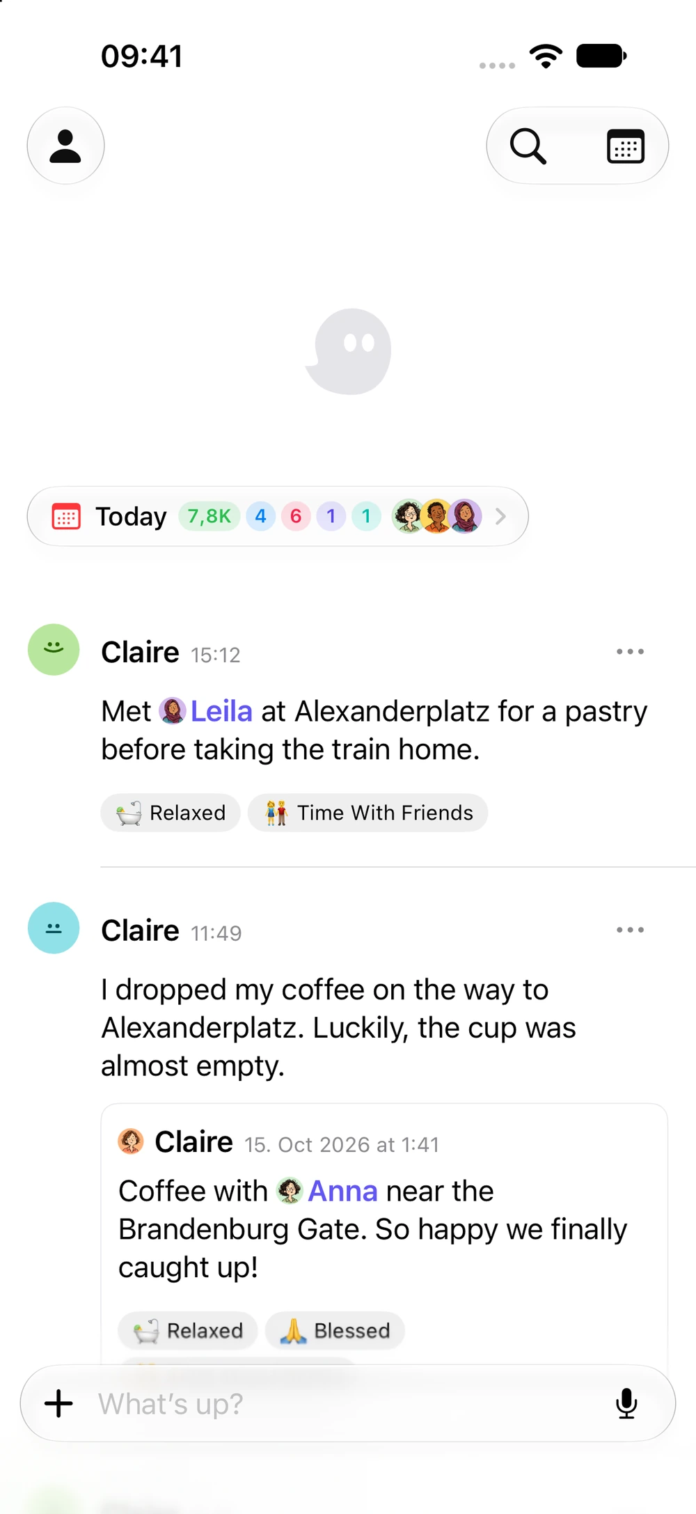Zeitgeist’s journal, with short posts, photos, moods, and people.